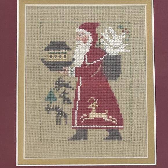 The Prairie Schooler Cross Stitch Santa Frame Mat Folk Art Prim Christmas 1998 - Picture 2 of 6